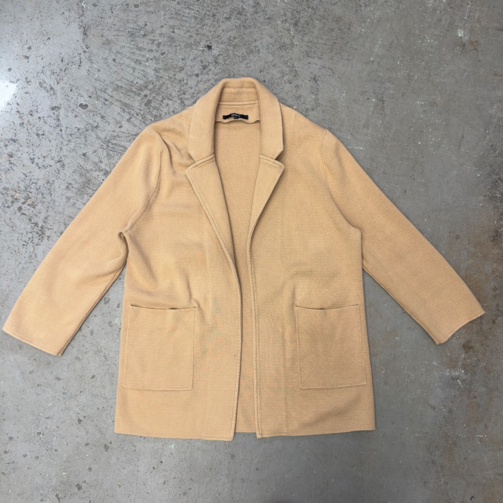 Quince Camel 100% Organic Cotton Knit Blazer Sweater Jacket Large SHWDC01
